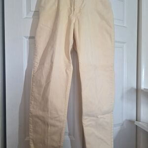 Cream Straight-Leg Jeans